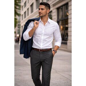 Alberto Ceramica Pants Men W35 L34 Gray Regular Fit Stretch Trouser